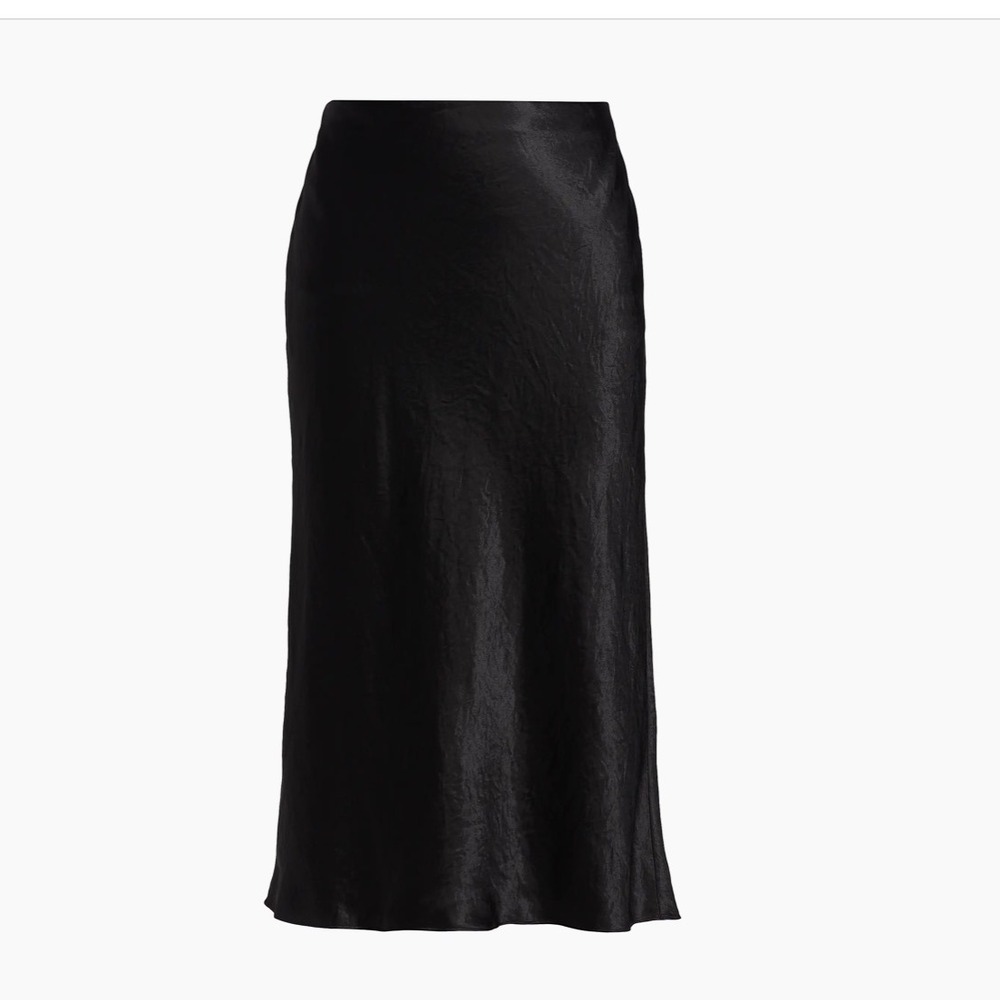 NWOT Vince Black Satin Midi Slip‎ Skirt M M Waist 15 Length 31
